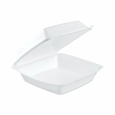 DART Insulated Foam Hinged Lid Containers, 1-Compartment, 7.9 x 8.4 x 3.3, White, PK200 85HT1
